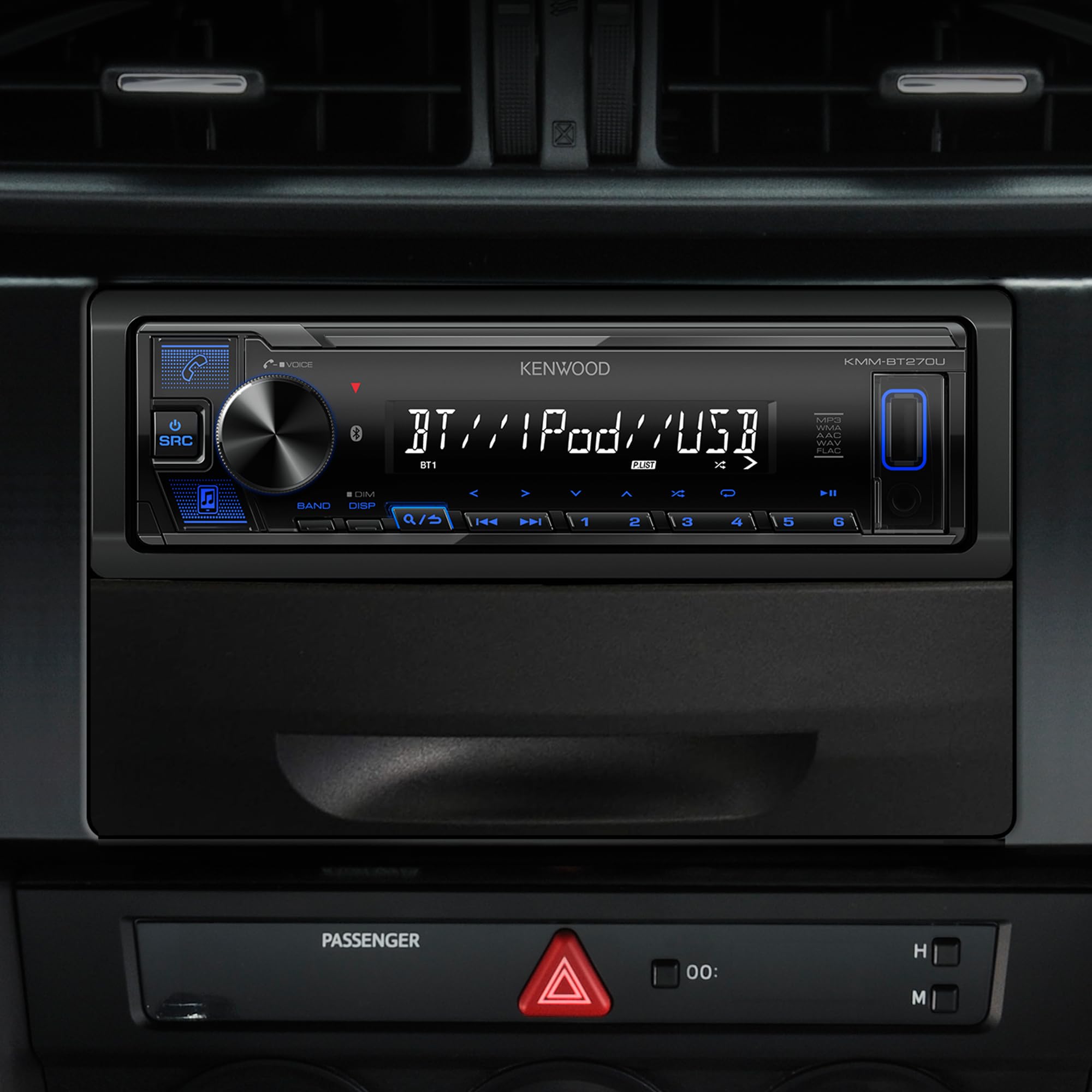 KENWOOD KMM-BT270U MOSFET amplifier delivers crisp highs and deep bass on every drive.