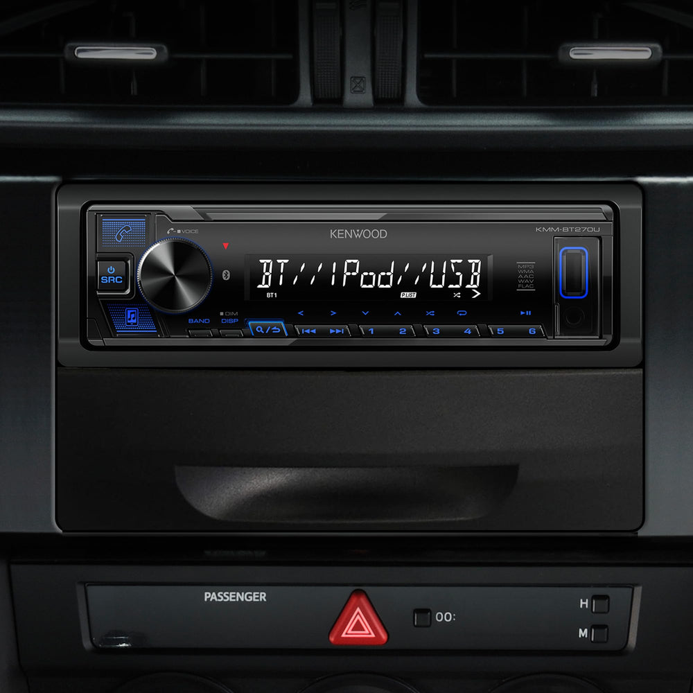 KENWOOD KMM-BT270U MOSFET amplifier delivers crisp highs and deep bass on every drive.