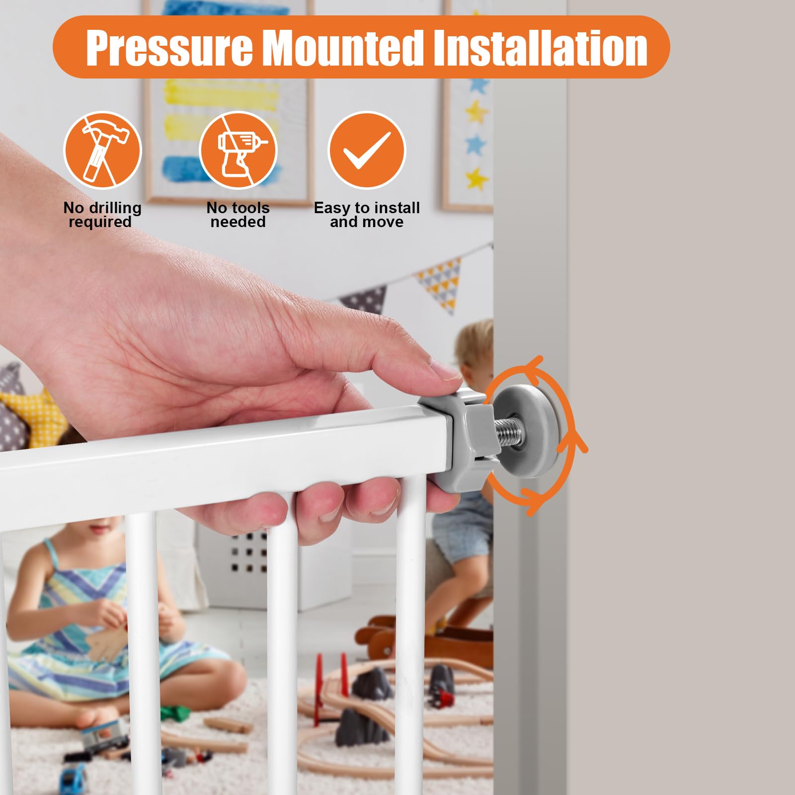 Keny baby gate auto-close keeps passage safe with hands-free operation.