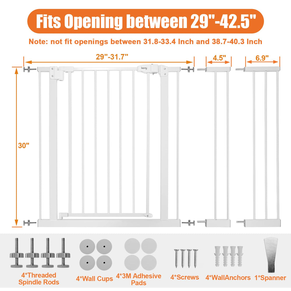 Keny baby gate pressure-mounted design fits without tools for temporary setups.