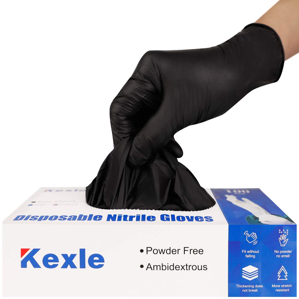 KEOELY nitrile gloves black medium box for easy dispensing and safe handling.