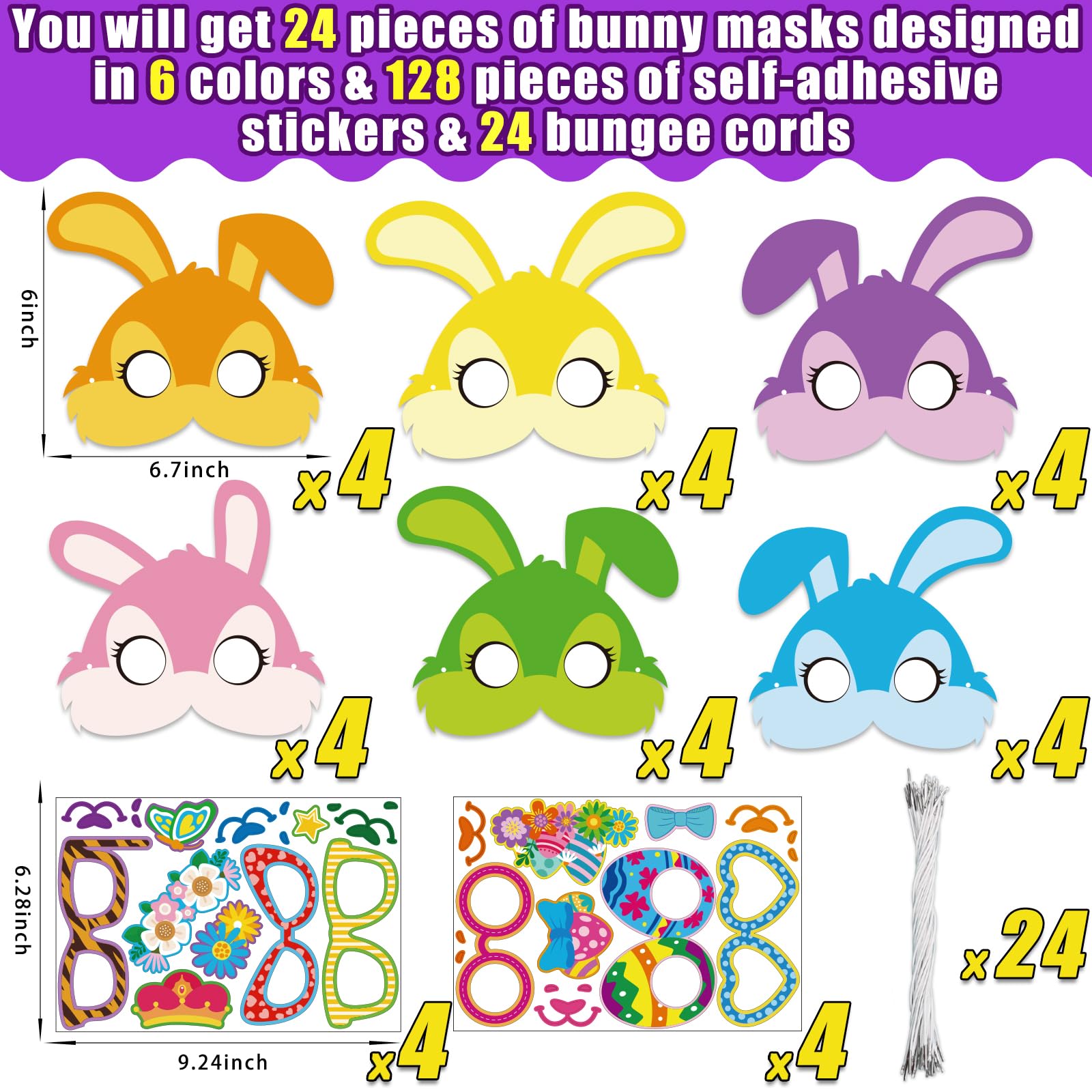 Kepeel bunny masks in six colors for personalized Easter art