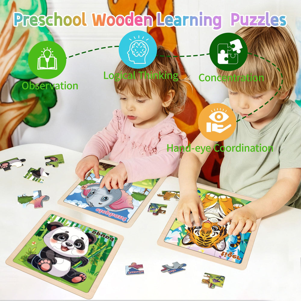 Kepovin wooden lion puzzle engages imagination with bright animal shapes