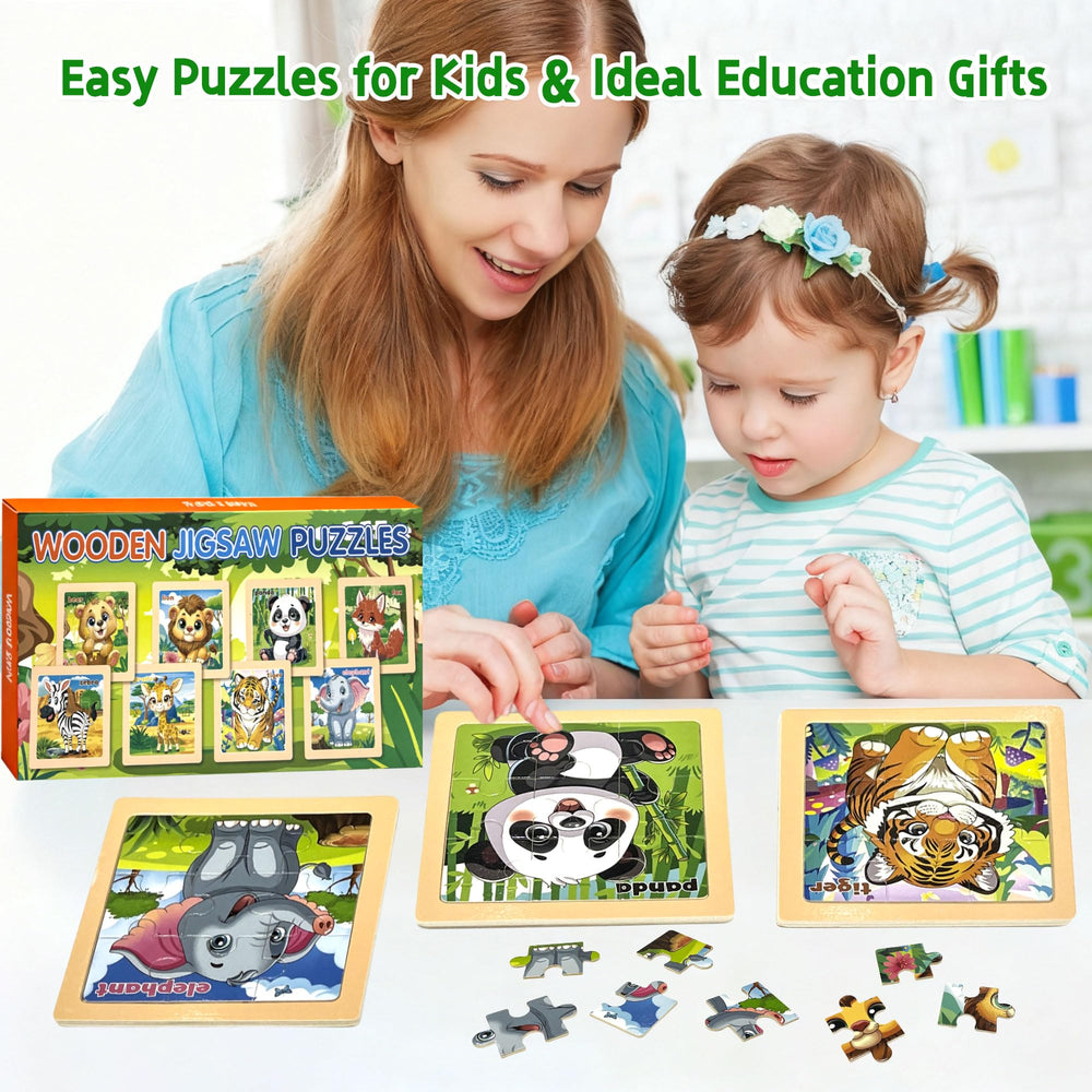 Kepovin wooden panda puzzle offers safe, sturdy play with natural wood finish
