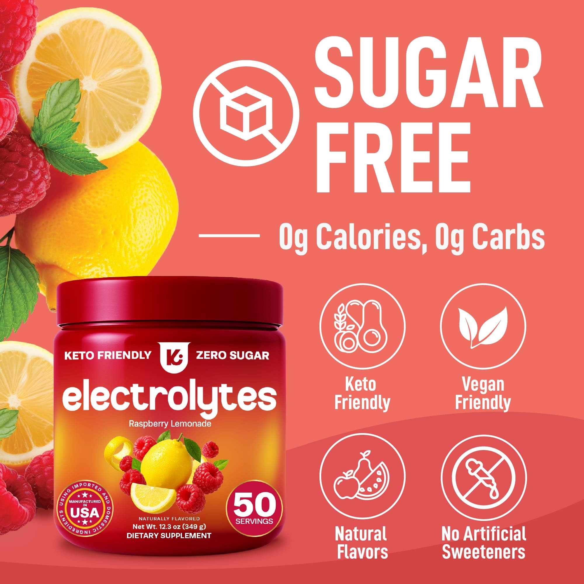 Keppi electrolytes ingredients panel highlighting potassium and magnesium for balance.
