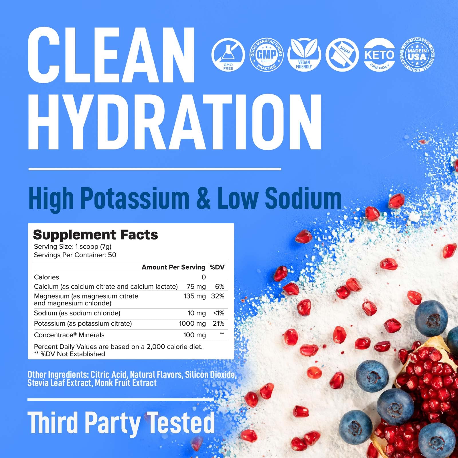 Keppi Electrolytes poured into glass showing clear zero-calorie drink