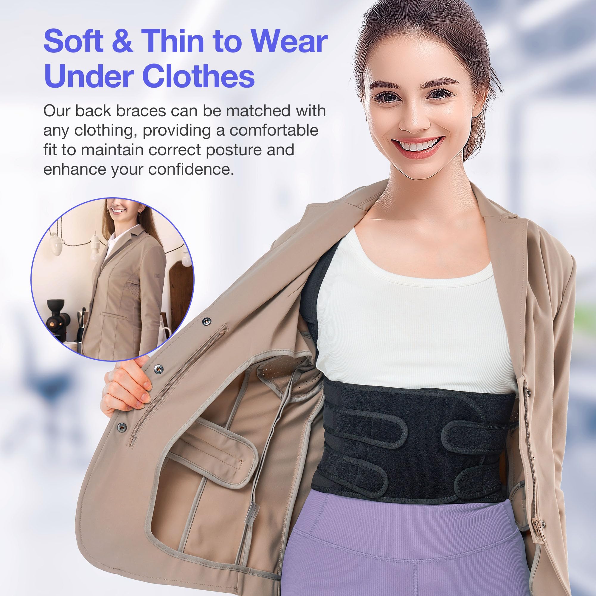 Kepwaa adjustable size back brace for personalized posture correction