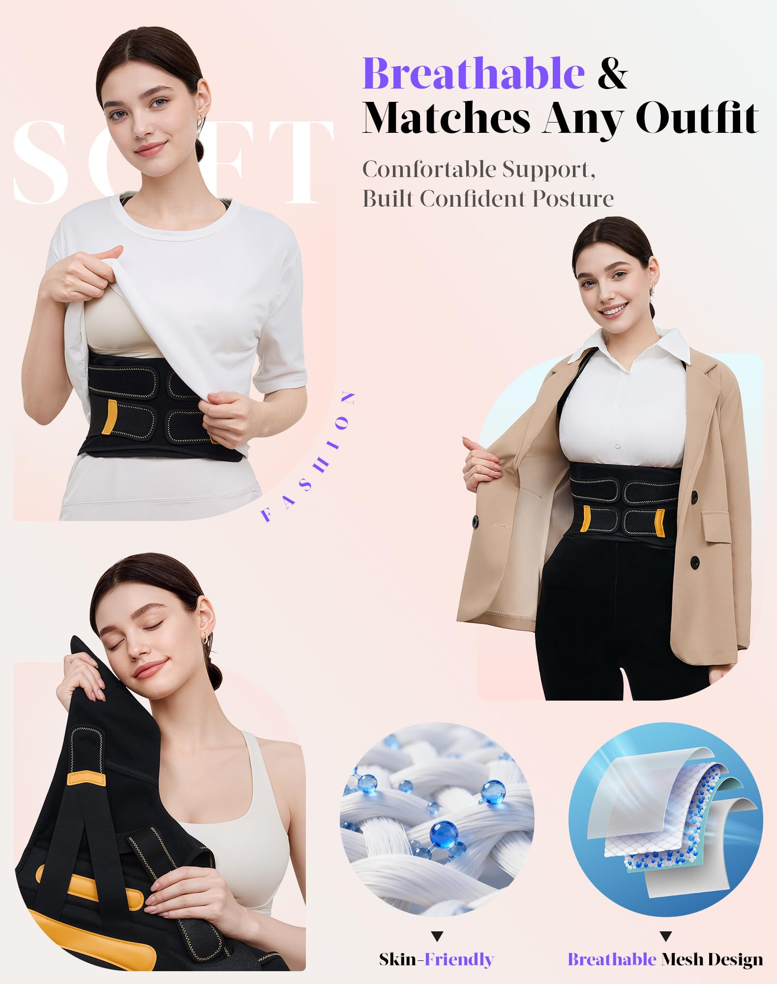 Kepwaa breathable mesh fabric keeps back cool and dry.