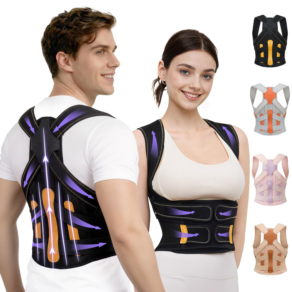 Kepwaa posture corrector with full back support worn during daily activity.