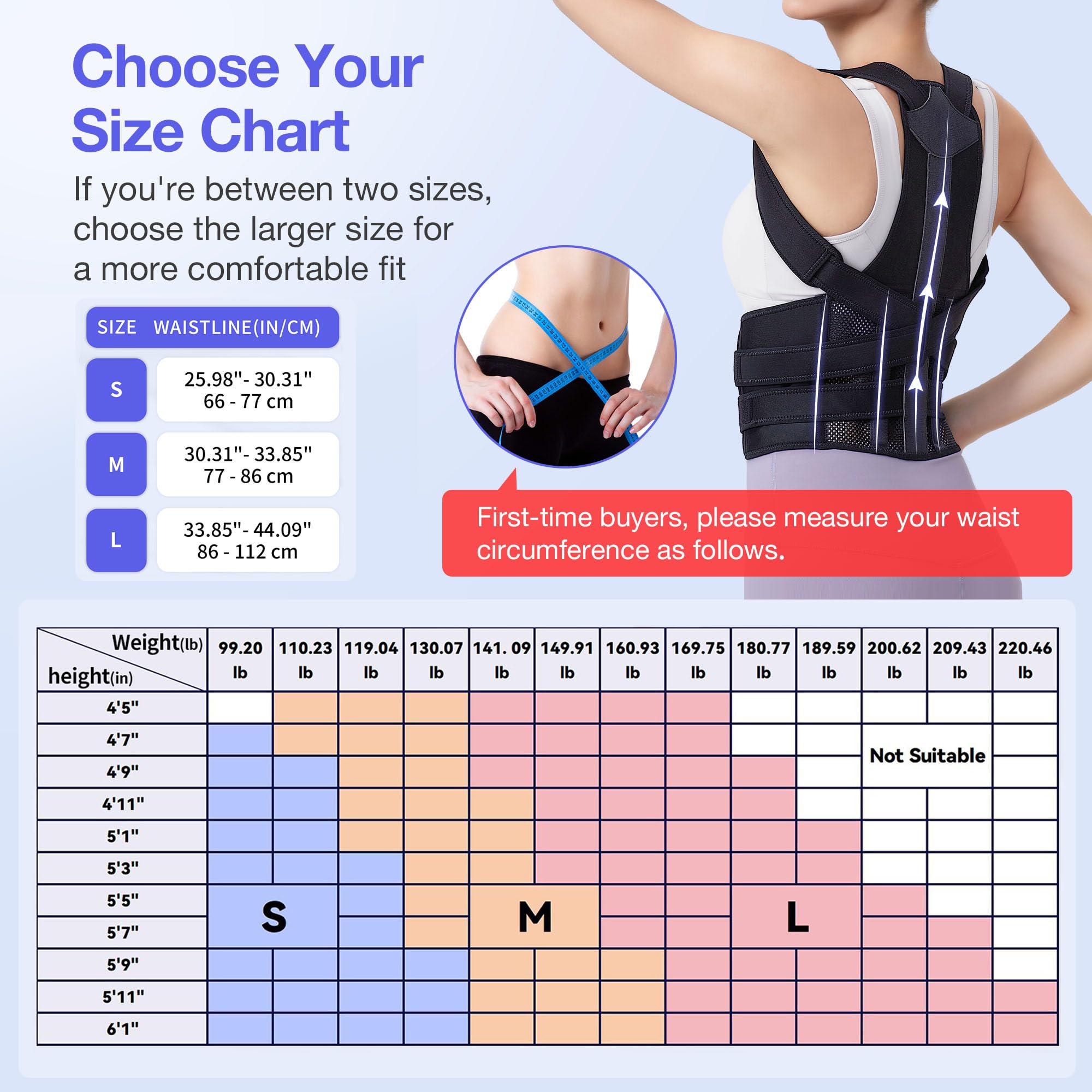 Kepwaa under-clothes discreet back brace worn at work or home