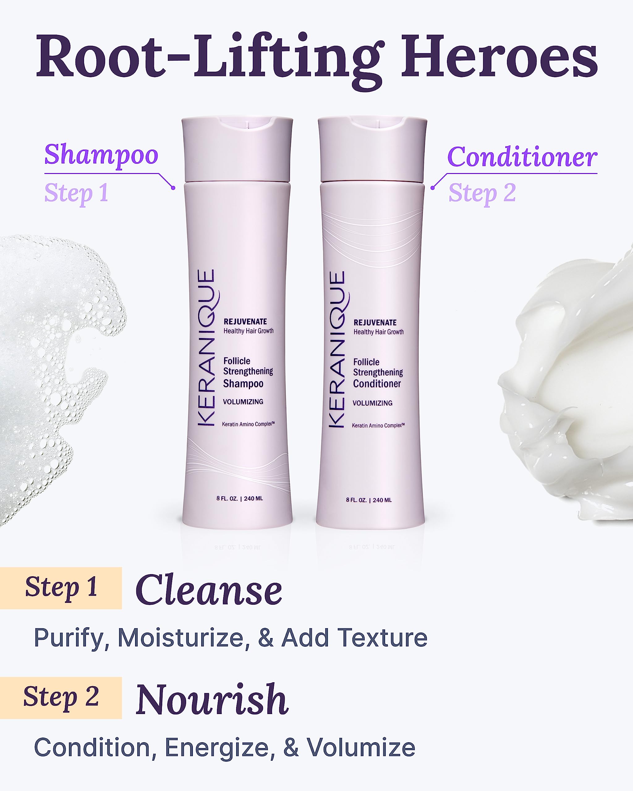 Keranique cruelty-free symbol on packaging indicates ethical product standards.