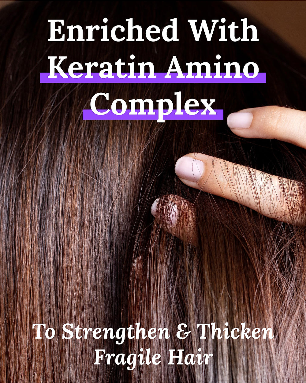 Keranique Follicle Booster hair strands shot suggests thicker, fuller appearance.
