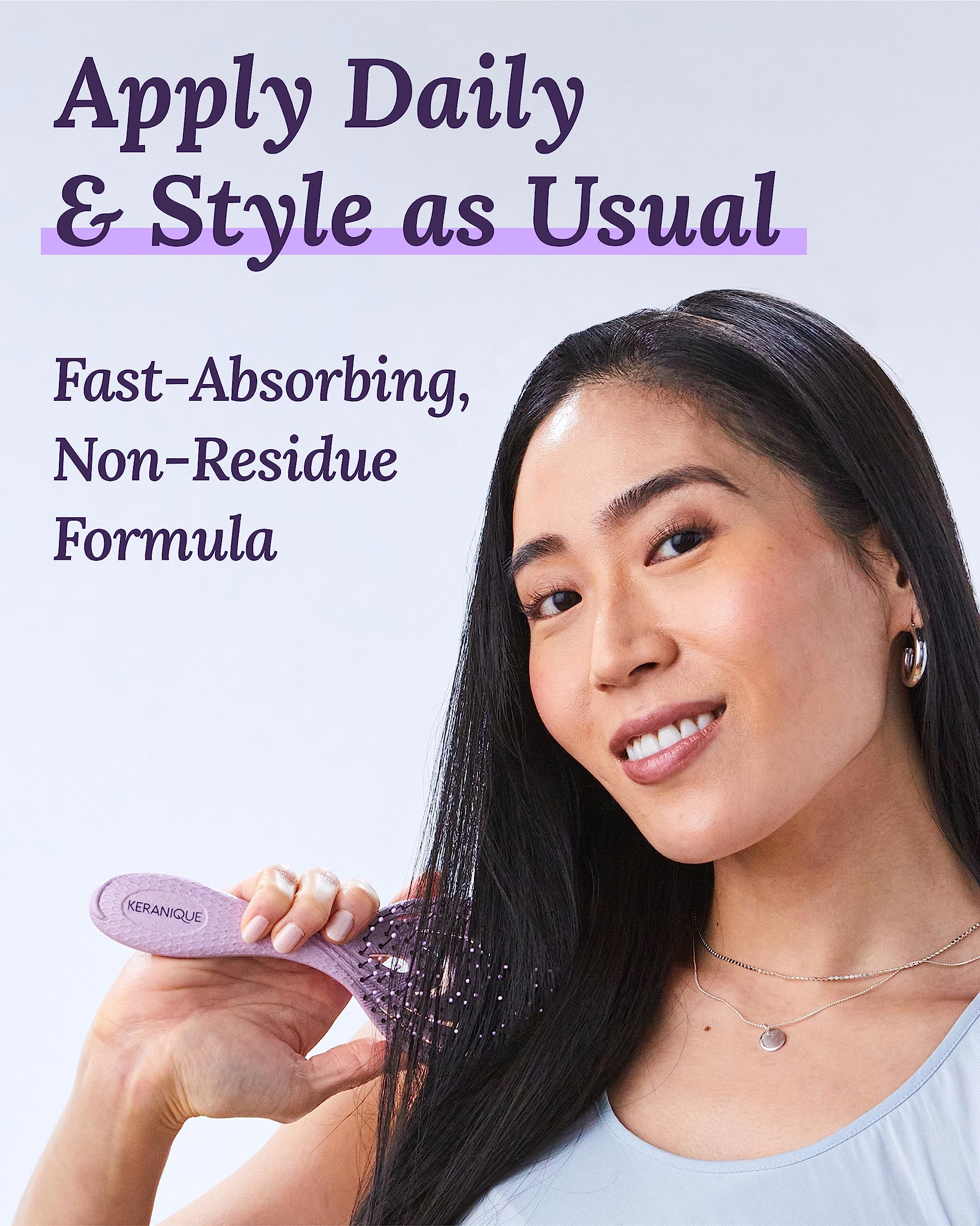Keranique Follicle Booster scalp application demonstrates targeted treatment for root nourishment.