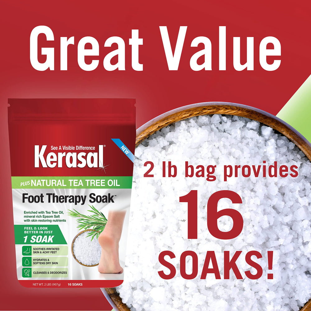 Dissolving Kerasal Epsom salt crystals for a calm foot bath