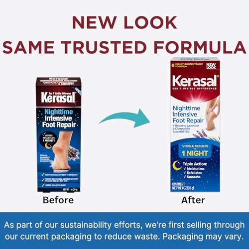 Kerasal foot care ointment in use for overnight treatment application