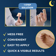 Kerasal Nighttime Renewal patch being applied to nail for overnight care.