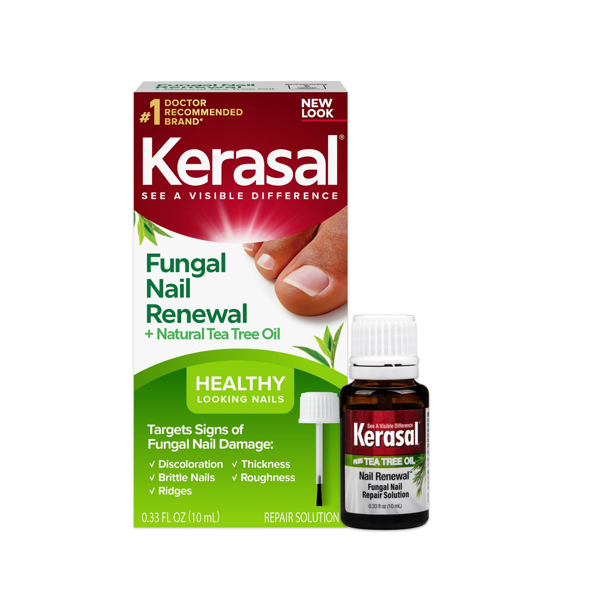 Kerasal Tea Tree Oil Nail Renewal bottle improving nail appearance