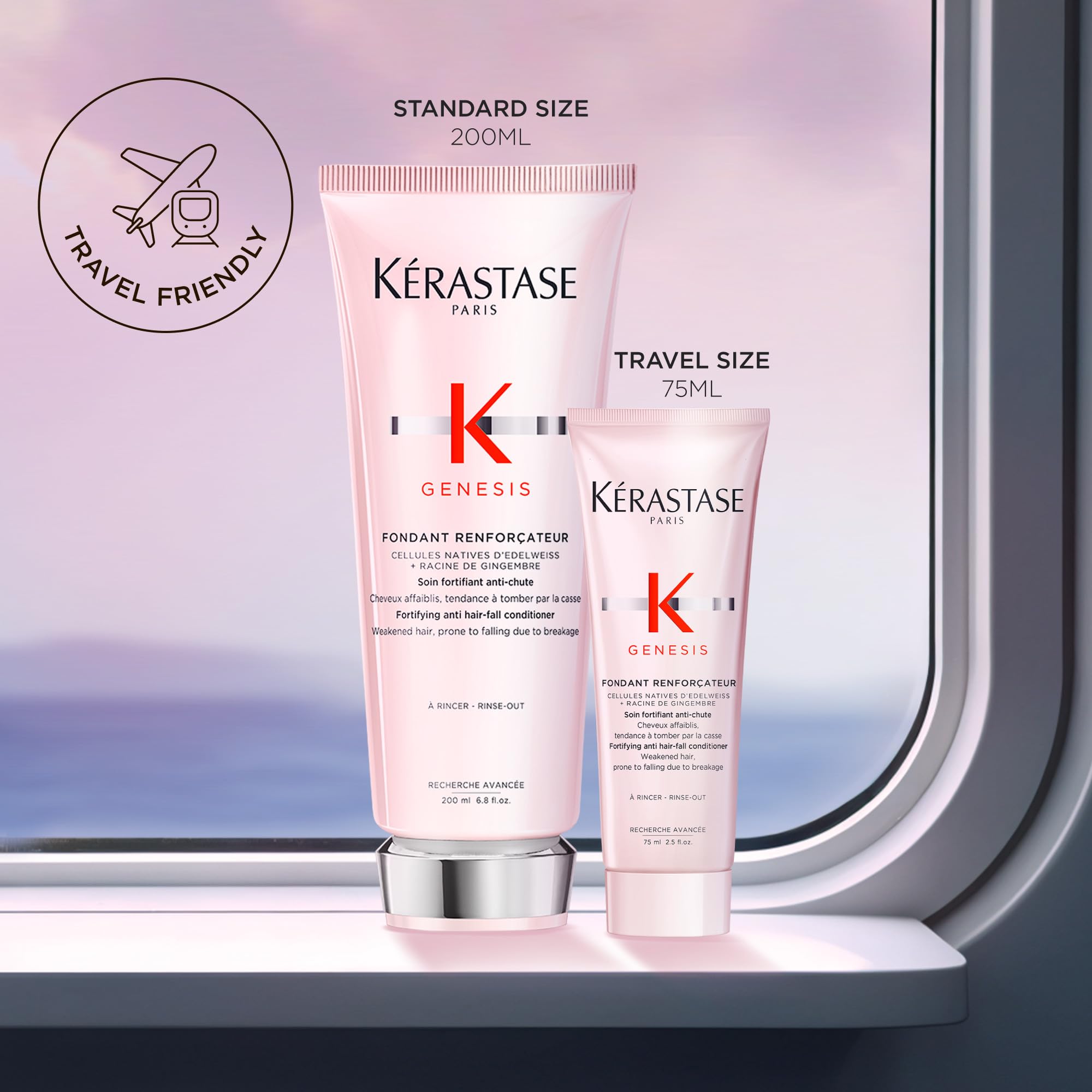 Kerastase Genesis conditioner application closeup shows detangling benefits.