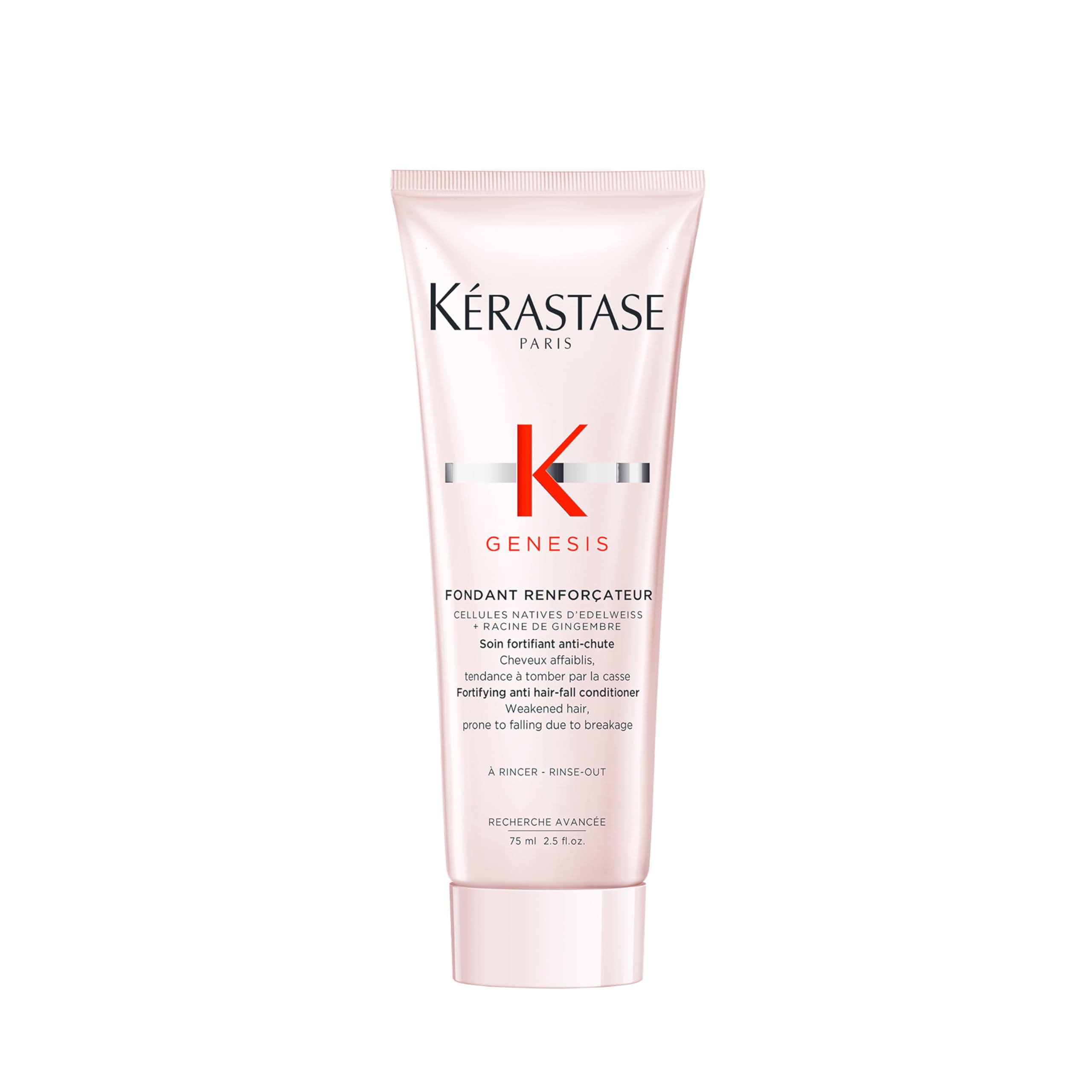 Kerastase Genesis Renforcateur conditioner bottle shows strengthened, nourished hair.