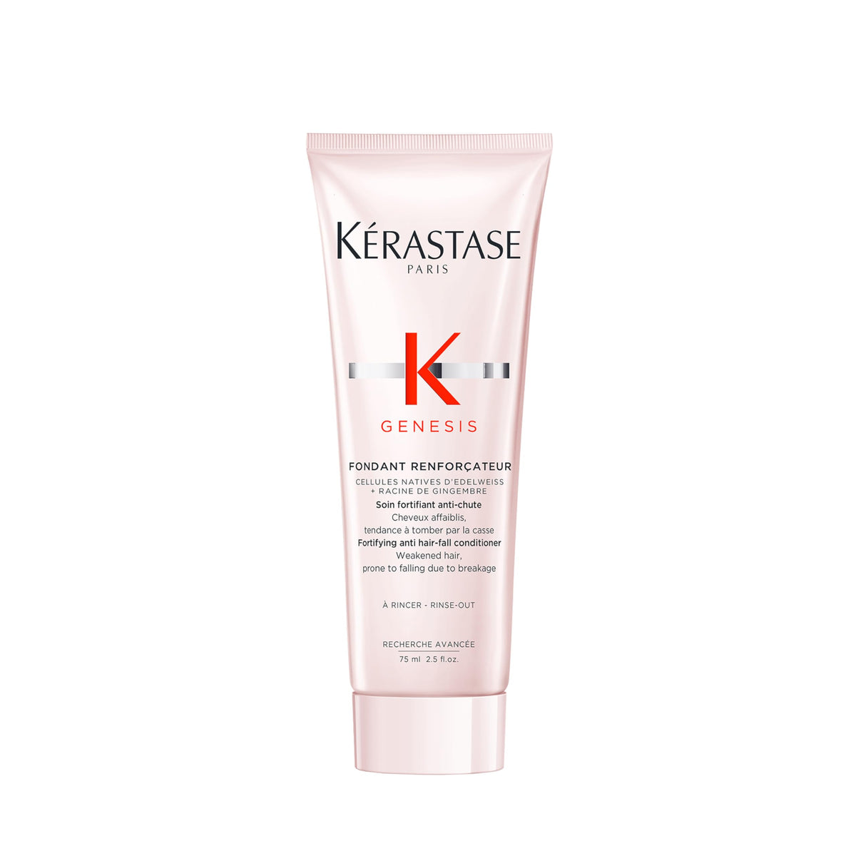 Kerastase Genesis Renforcateur conditioner bottle shows strengthened, nourished hair.