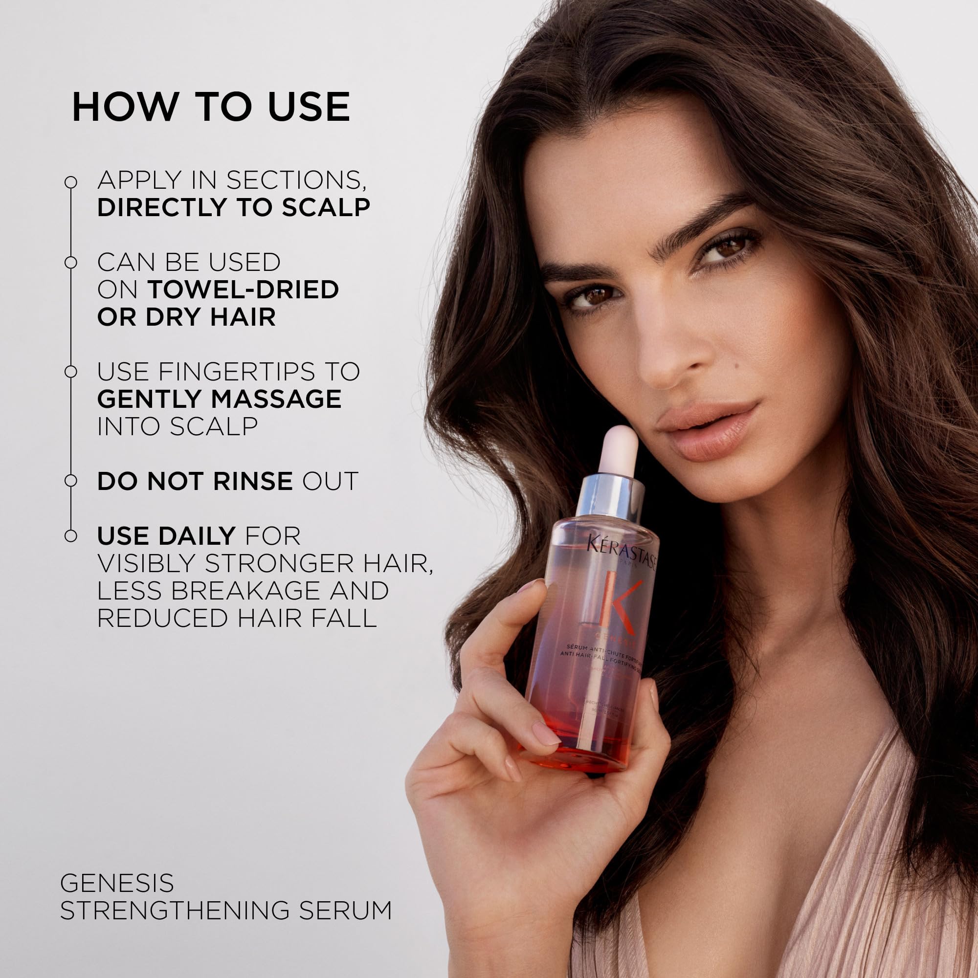 KÉRASTASE Genesis Serum label highlights ginger and caffeine ingredients.
