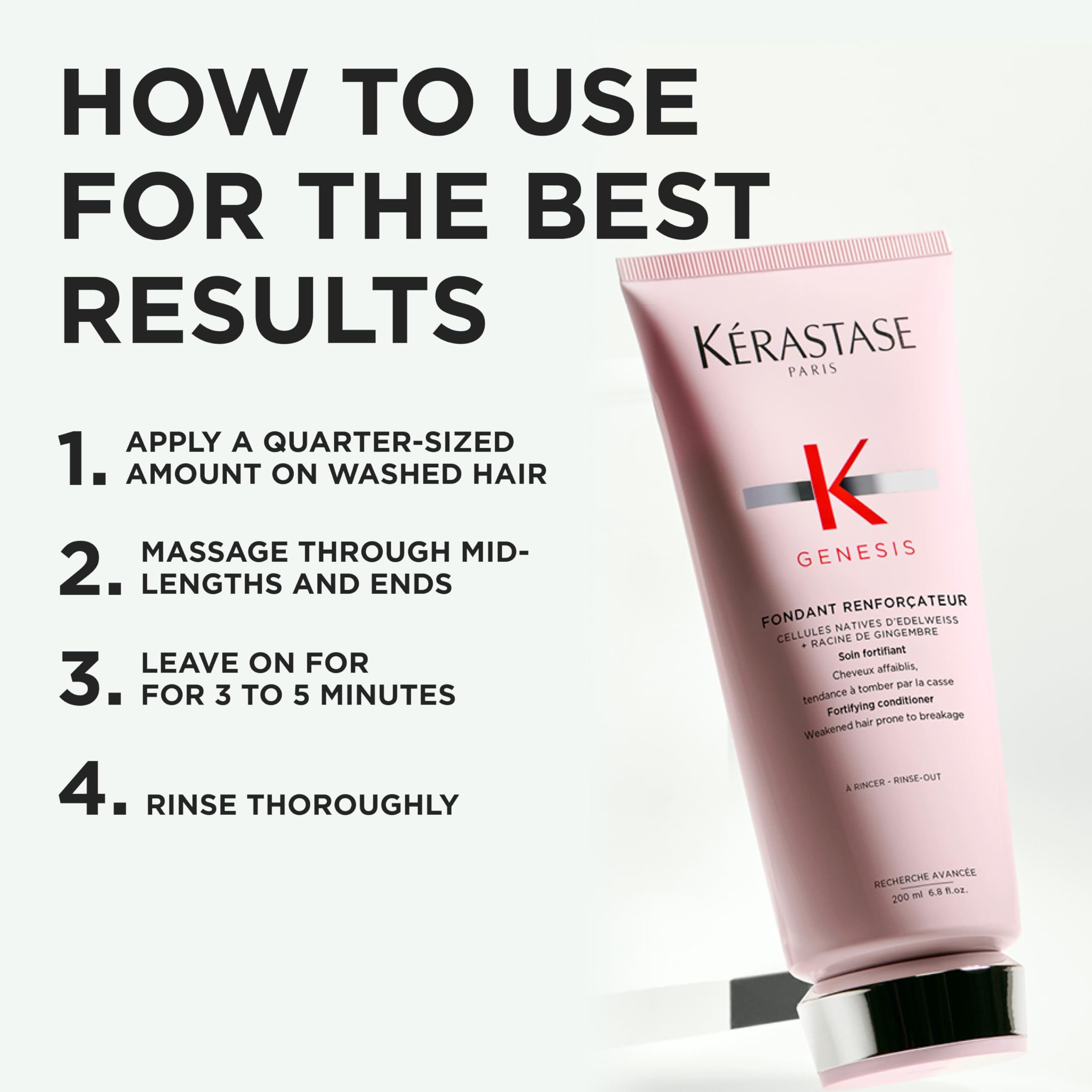 Kerastase Genesis closeup reveals subtle shine without heaviness.