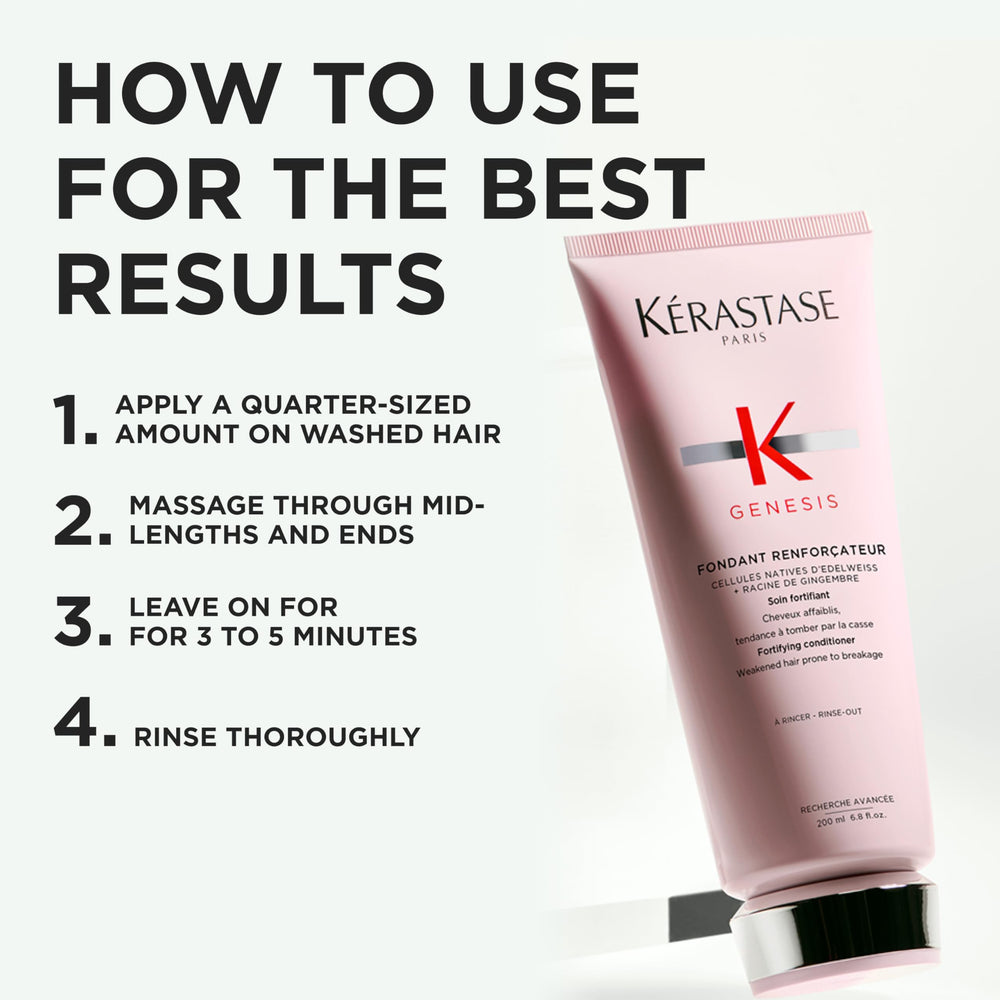 Kerastase Genesis closeup reveals subtle shine without heaviness.