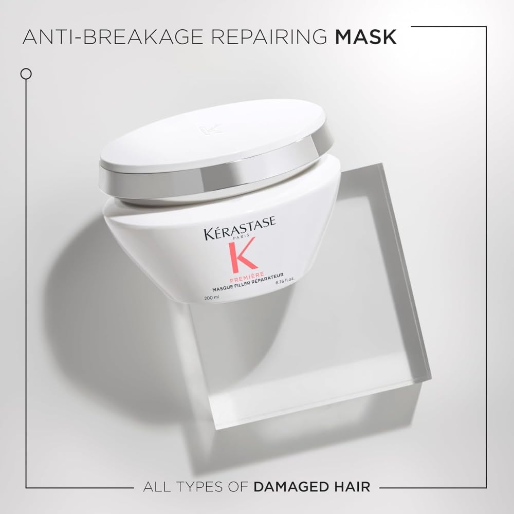 Kerastase Premiere Anti-Breakage Mask tub close-up reveals rich nourishment for damaged hair.