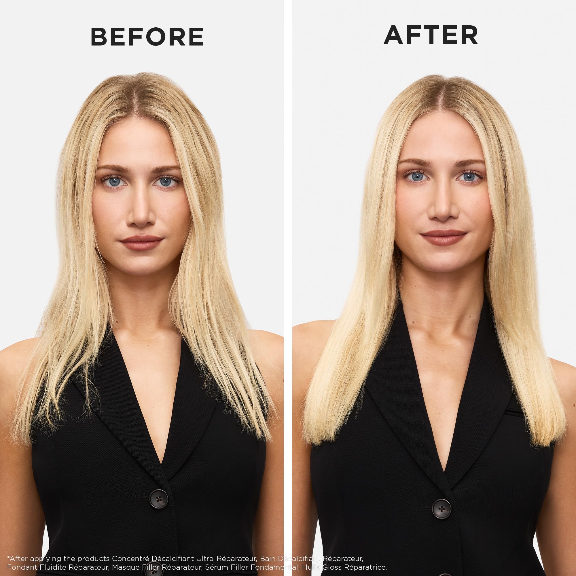 KÉRASTASE Premiere serum on blow-dried hair delivering sleek finish and frizz defense