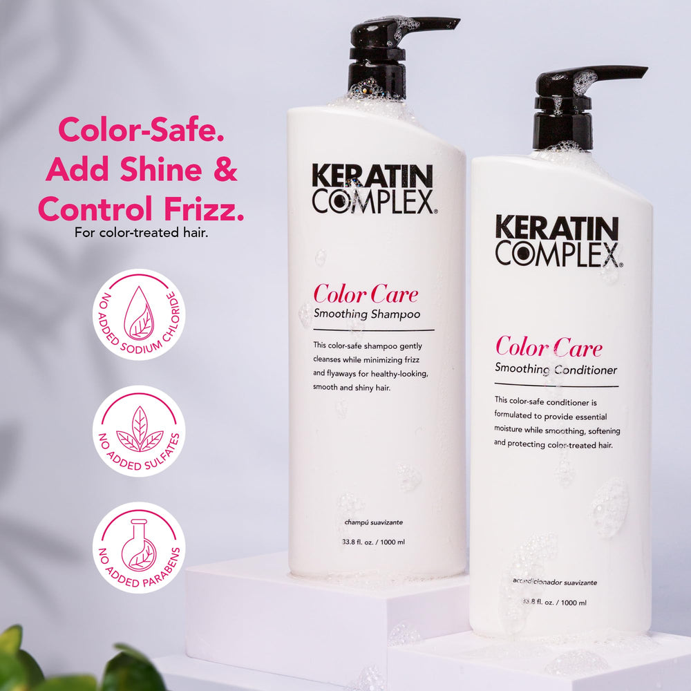 Keratin Complex Color Care conditioner bottle highlights hydration for smooth glossy color bright strands
