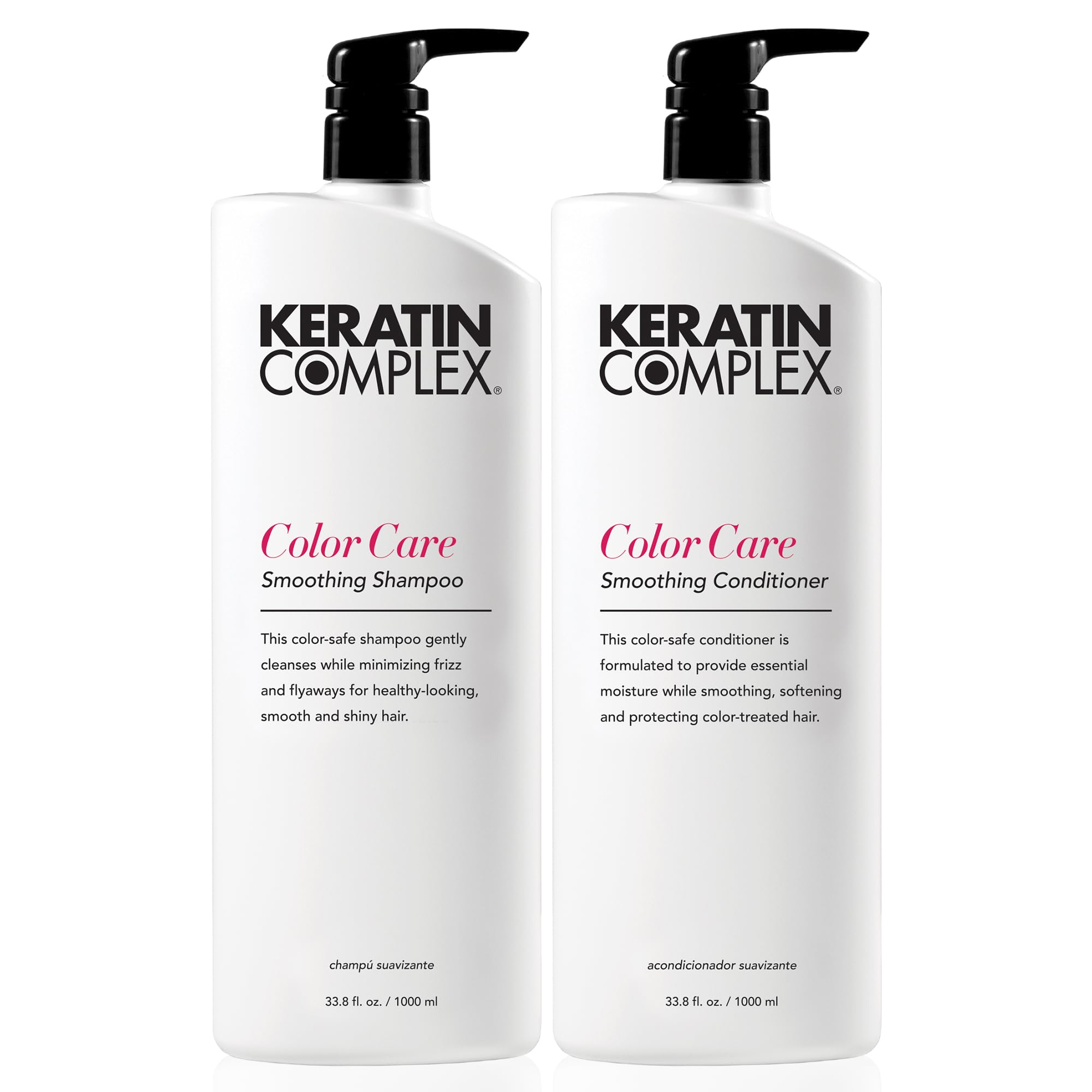 Keratin Complex Color Care shampoo bottle highlights color protection for vibrant color treated hair
