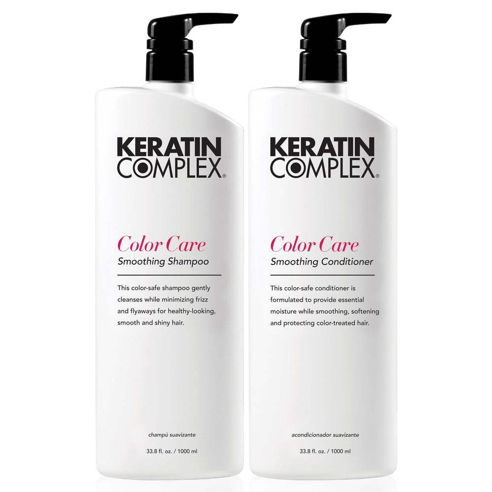 Keratin Complex Color Care shampoo bottle highlights color protection for vibrant color treated hair