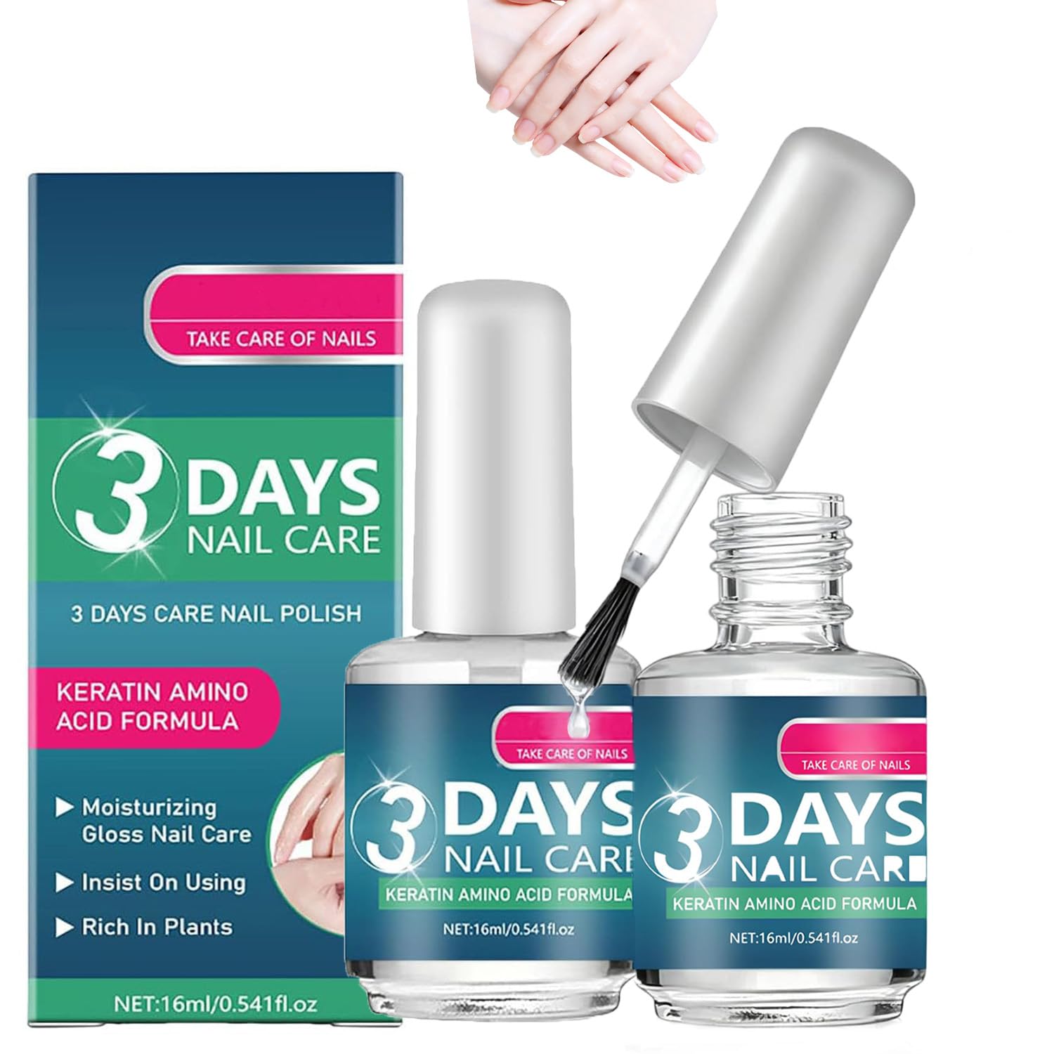 Keratin Nail Care bottle close-up showing quick-absorbing formula.