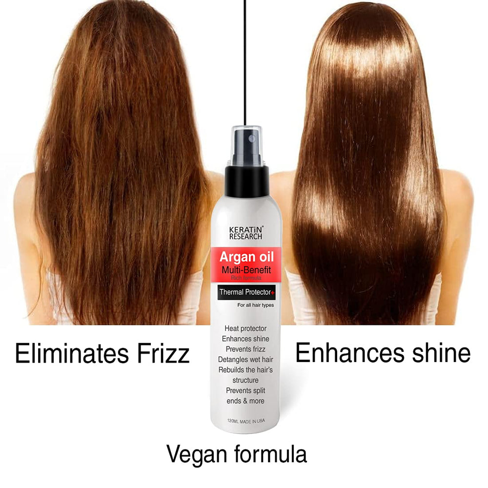 KERATIN RESEARCH Thermal Hair Protector Spray nozzle demonstrating easy application