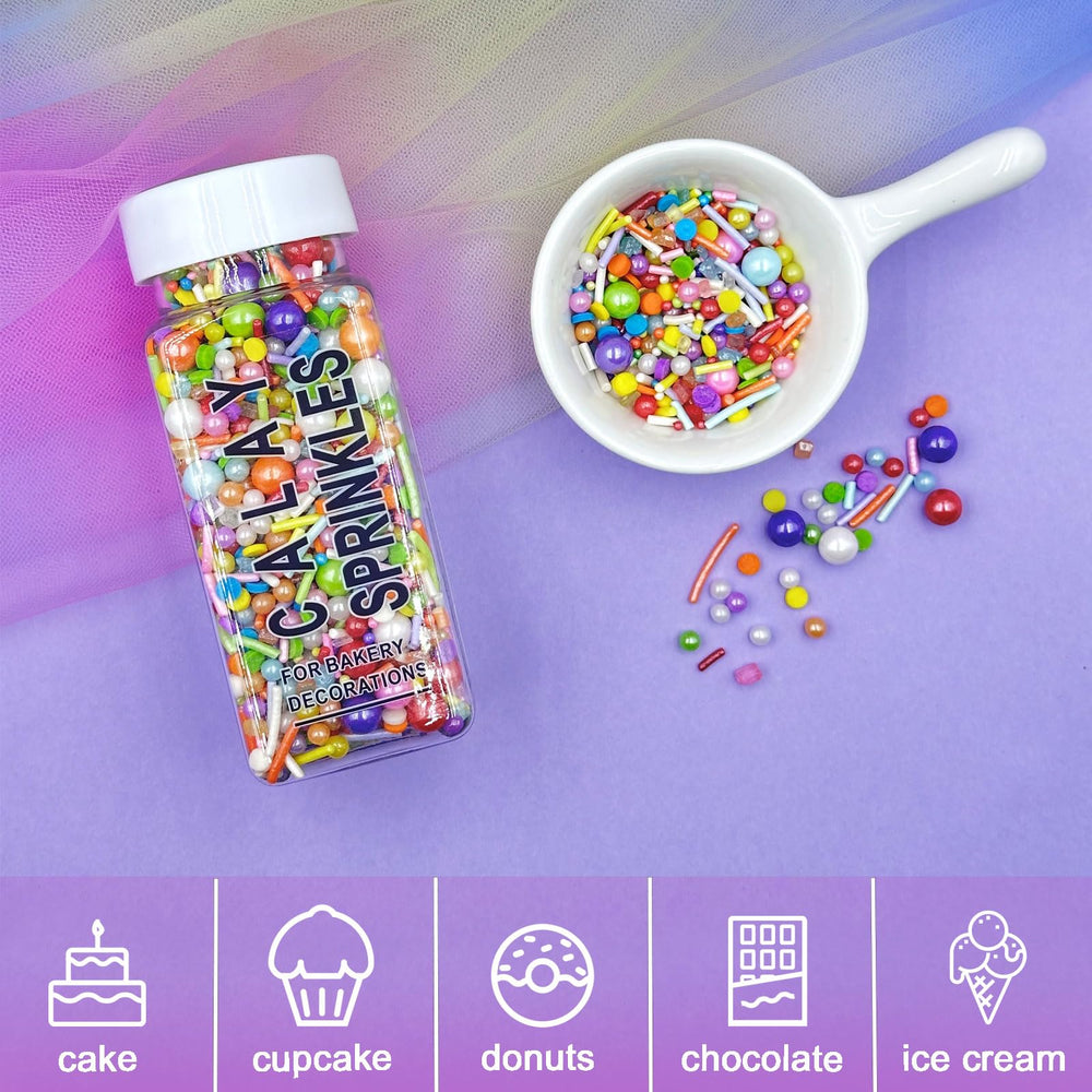 Kercky Rainbow Sprinkles on cookies adding a playful pastel touch