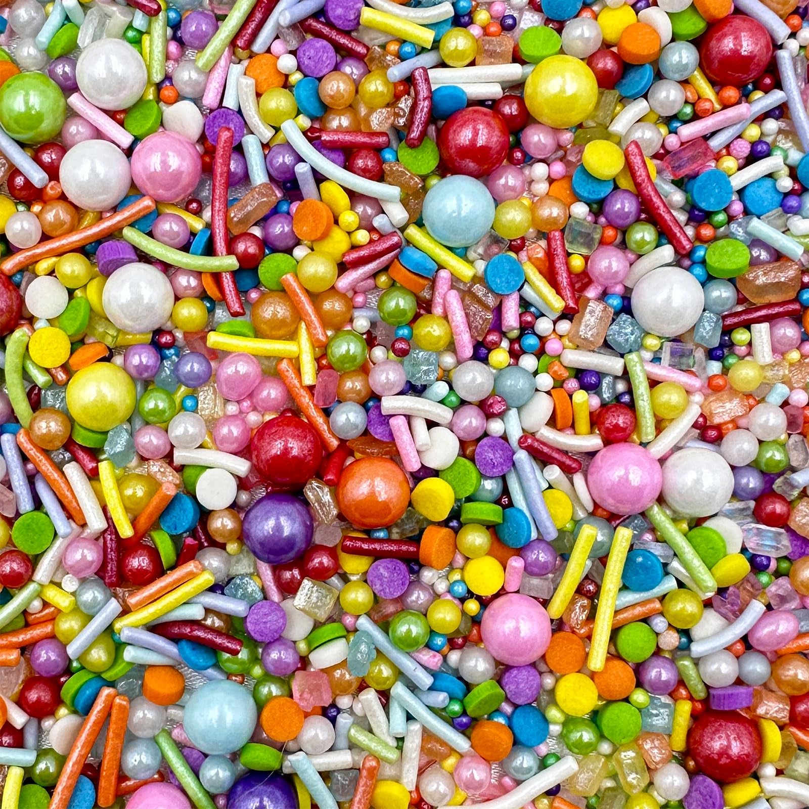 Kercky Rainbow Sprinkles jar front for vibrant cake decorating