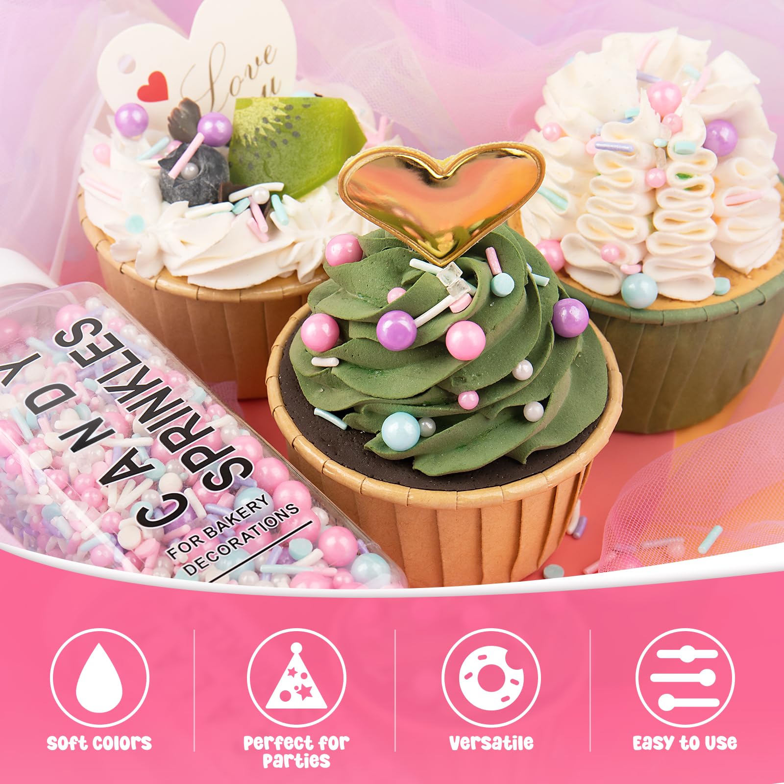 Kercky white-confetti-jimmies add crisp color to cupcakes and cookies.
