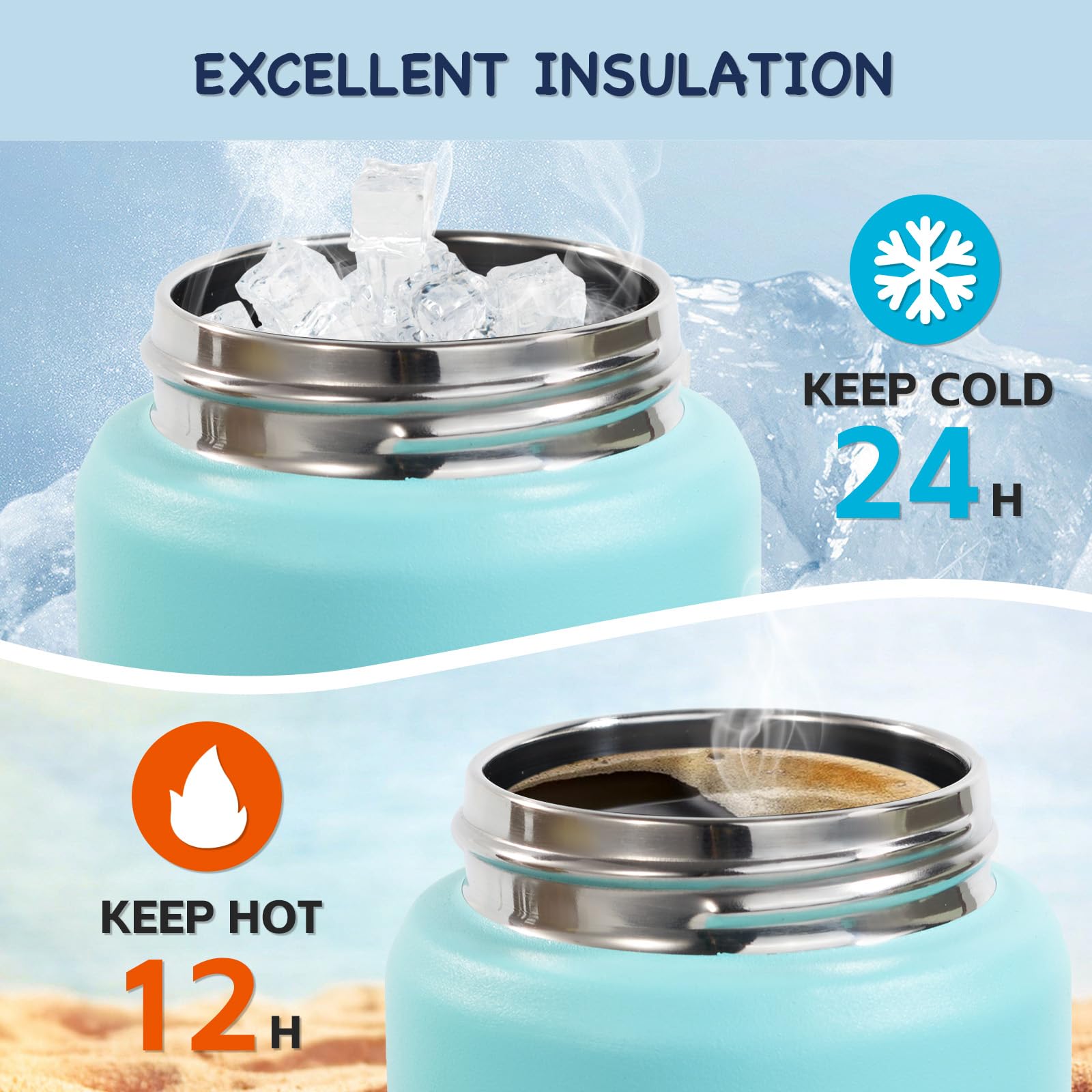 Kerilyn bottle with colorful sweat-proof coating stays dry.