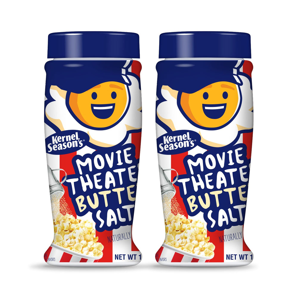 Kernel Season's Movie Theater Butter Salt on popcorn in a bowl delivers cinema-style flavor.