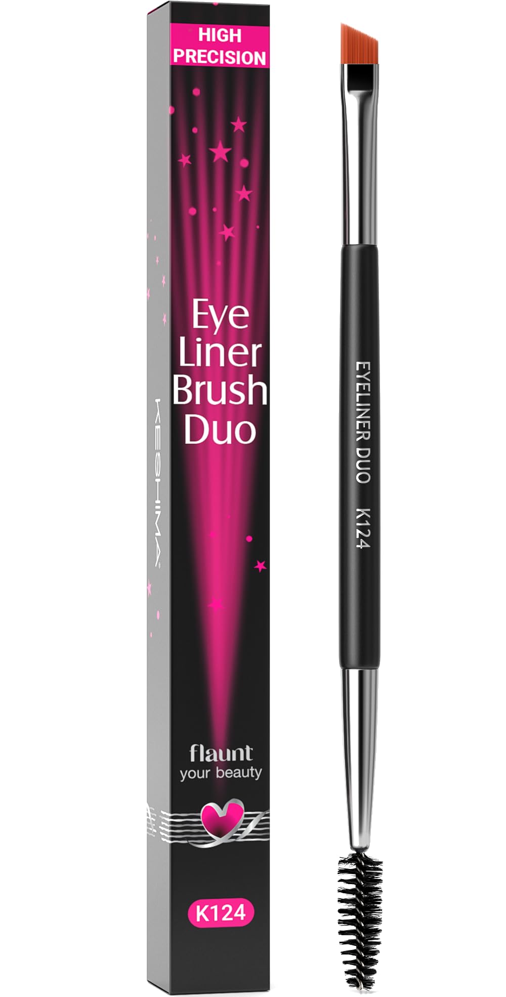 KESHIMA Eyebrow Brush Duo angled brush for precise, hair-like brow strokes.