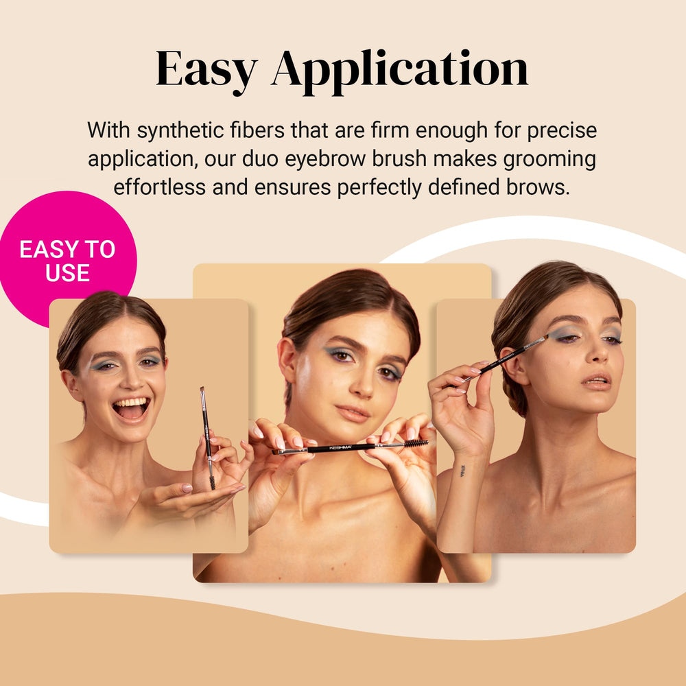 KESHIMA Eyebrow Brush Duo dual-ended tool for versatile brow grooming.