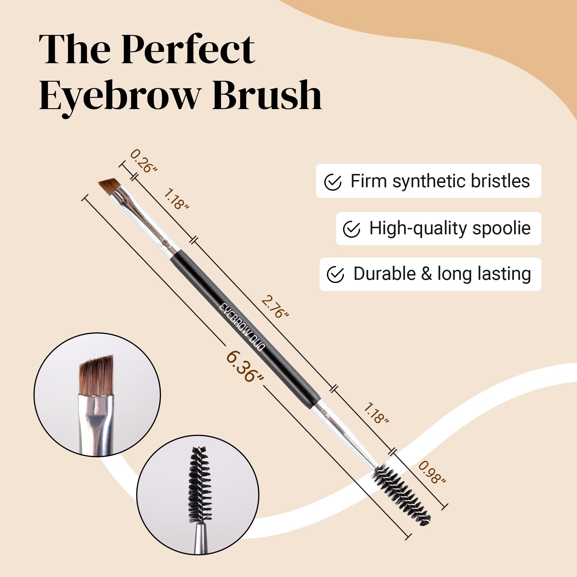 KESHIMA Eyebrow Brush Duo spoolie end blends and shapes for a polished finish.