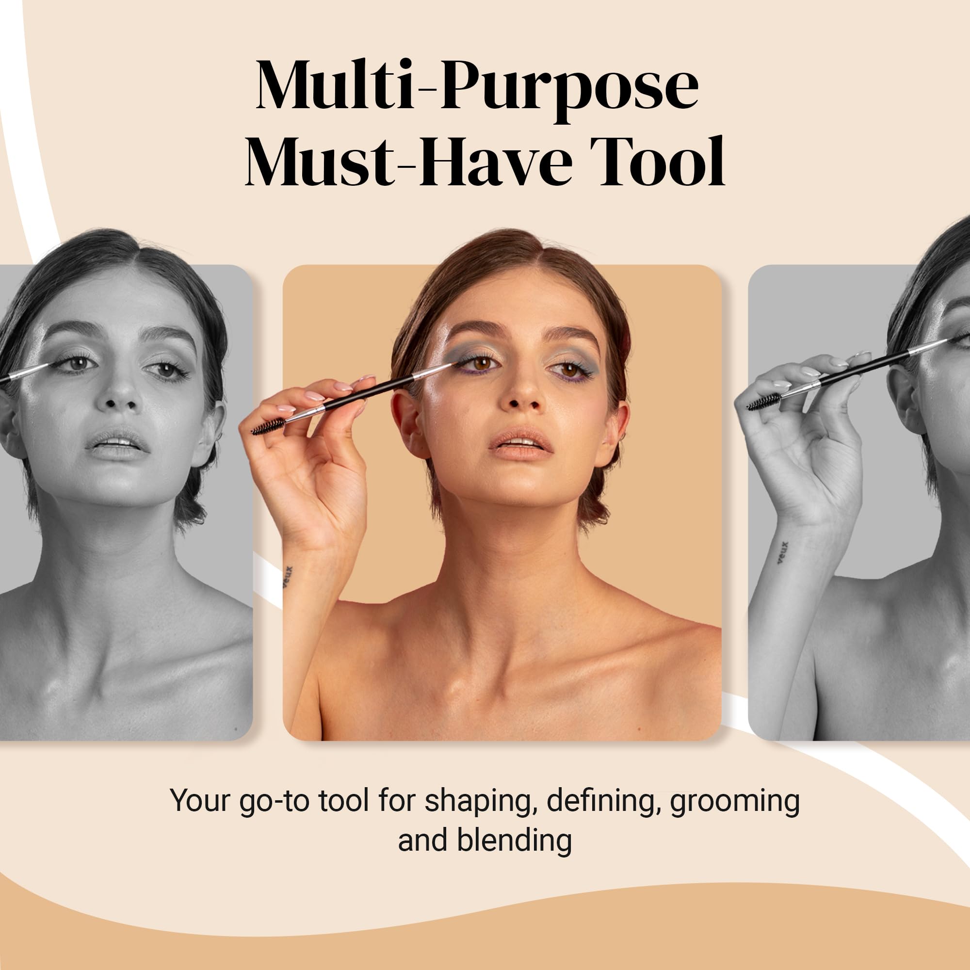KESHIMA Eyebrow Brush Duo compact design ideal for travel and touch-ups.