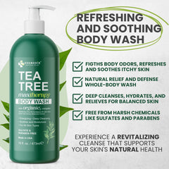 KESMEDIK Tea Tree Body Wash foamy lather demonstrates thorough cleansing.