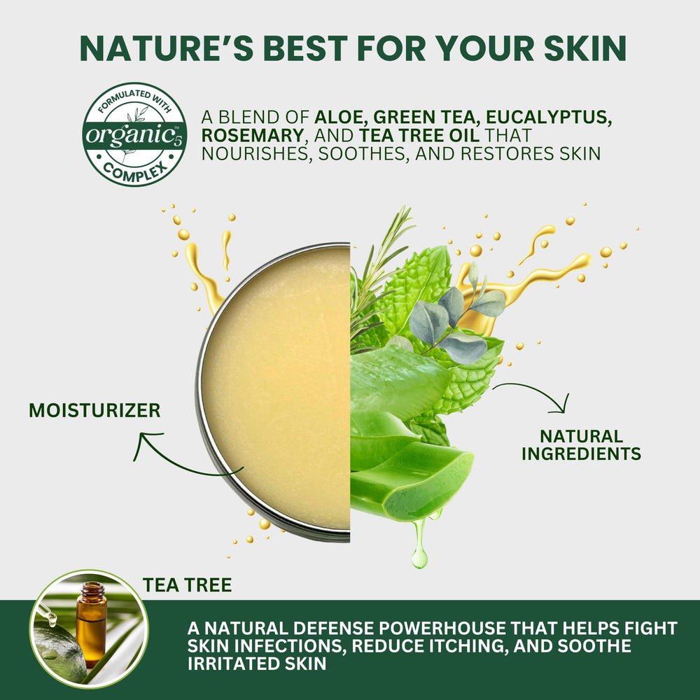 Application on skin demonstrates calming relief for irritation and dryness.