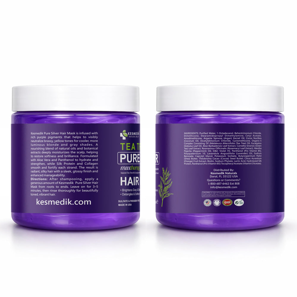 KESMEDIK Tea Tree Purple Hair Mask on bleached hair for color refresh.