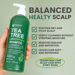 KESMEDIK Tea Tree Shampoo MaxTherapy clarifying formula removes buildup for lighter, cleaner hair