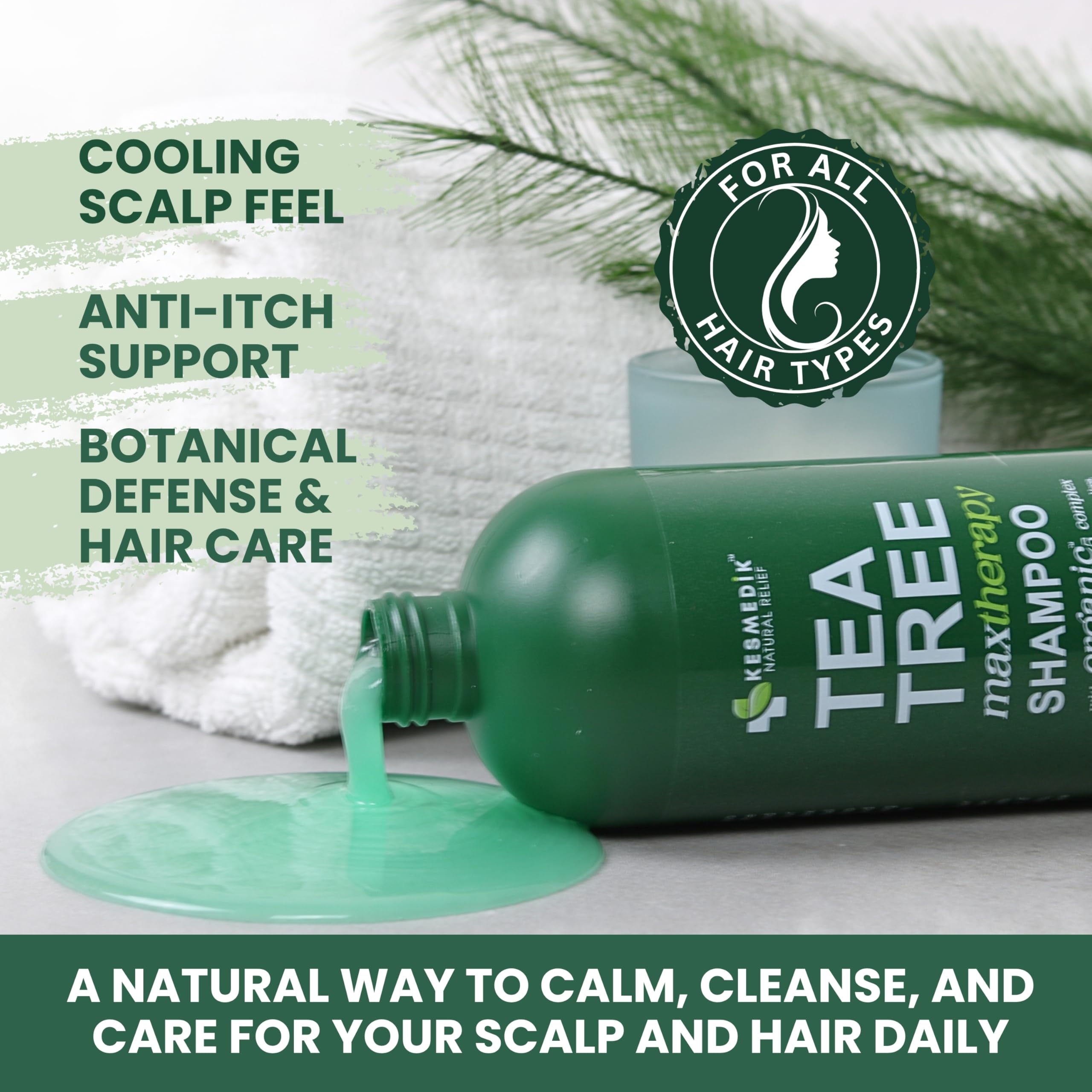 KESMEDIK Tea Tree Shampoo MaxTherapy is gentle enough for daily use on oily hair