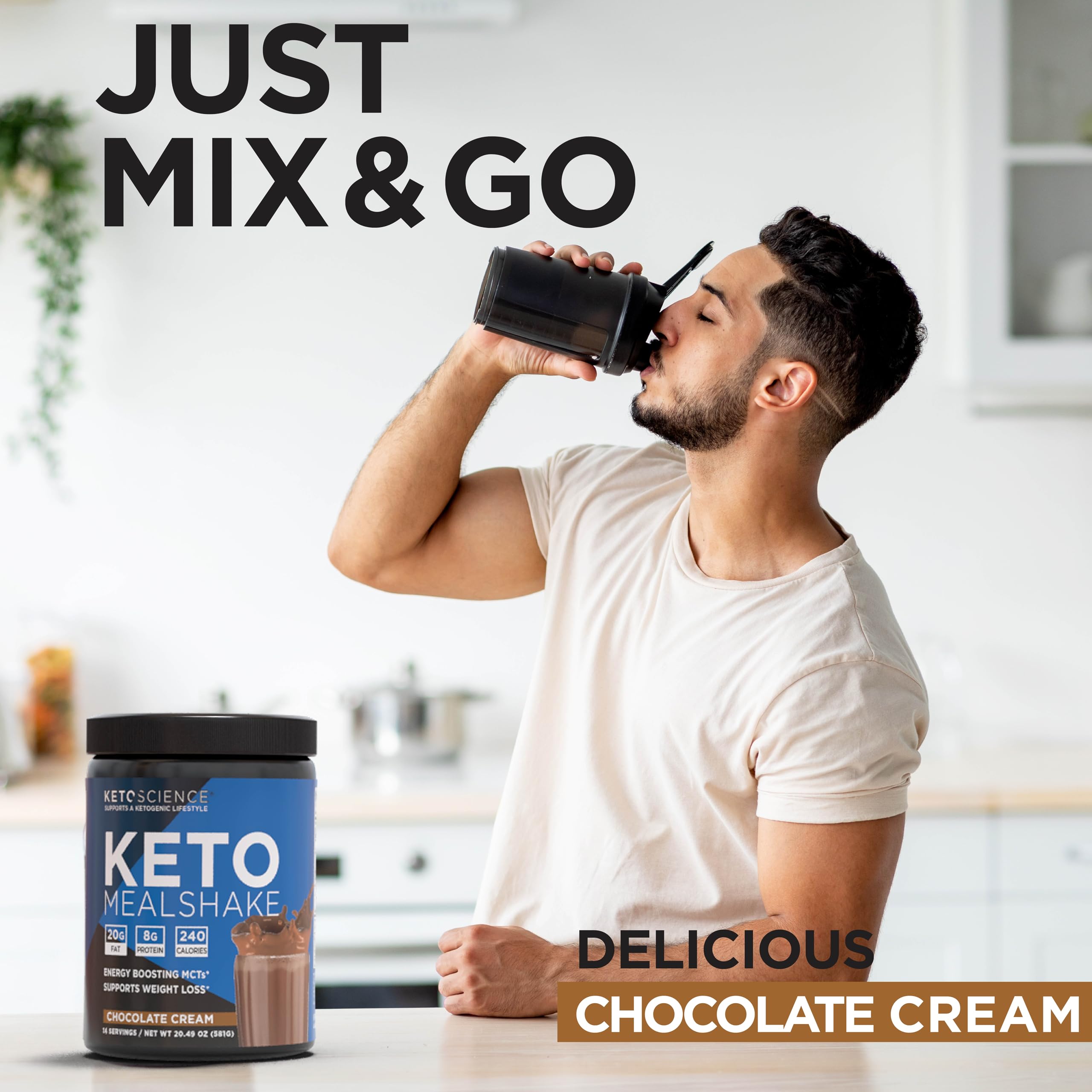 Keto Science Keto Shake Chocolate with collagen and MCT ingredients