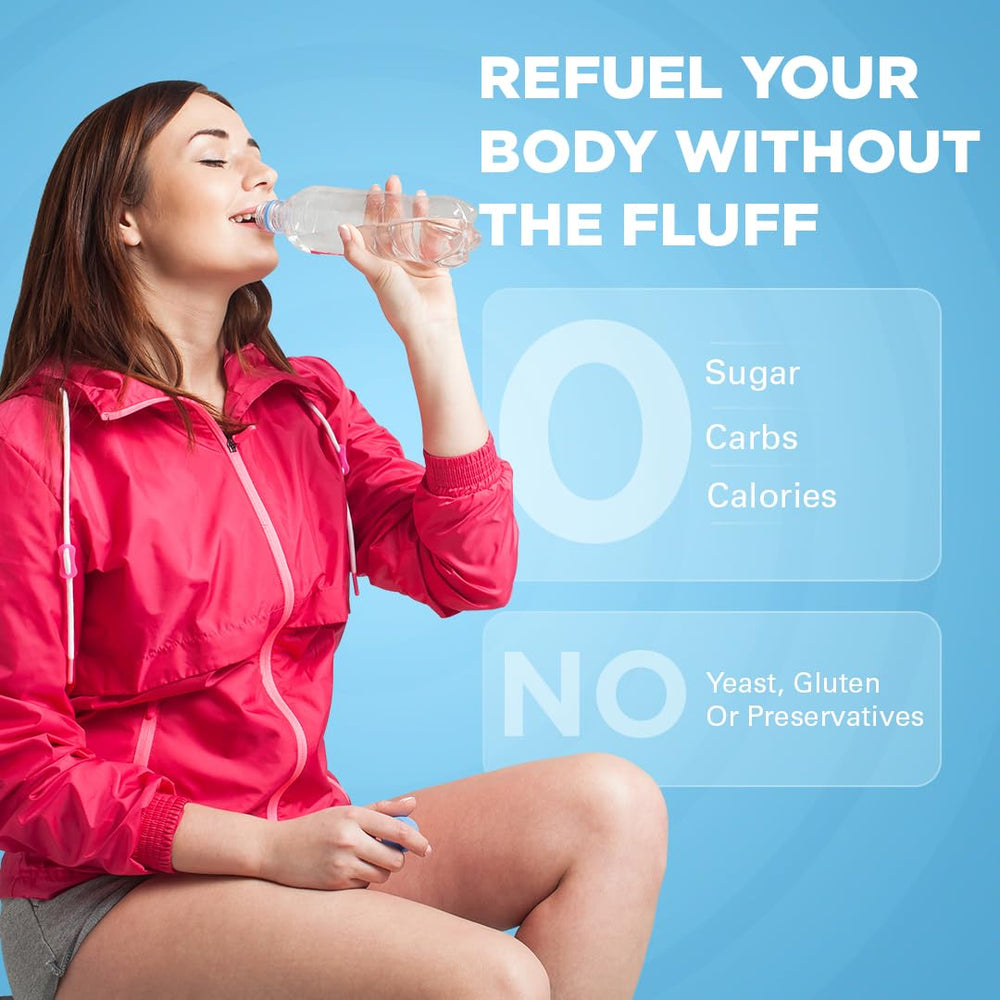 Keto Vitals No-sugar label emphasizing sugar-free hydration with no calories.
